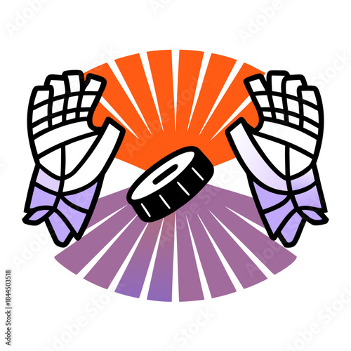 Ice hockey goalie hands catching puck vector save