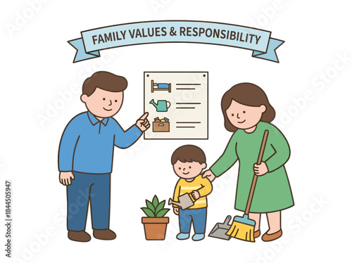 Family Discussing Values and Household Chores.