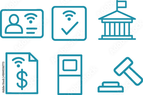 Digital e-government and smart online services vector icon pattern set
