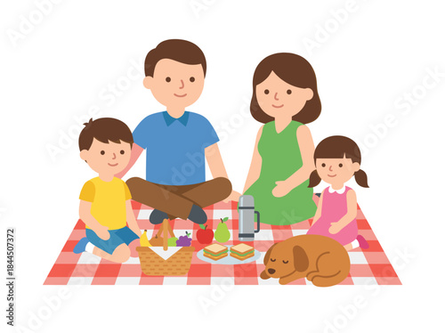 Family Having Picnic Together Outdoors.