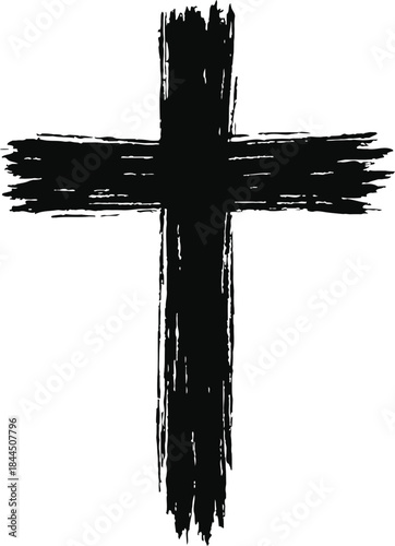 Black Brush Stroke Christian Cross
