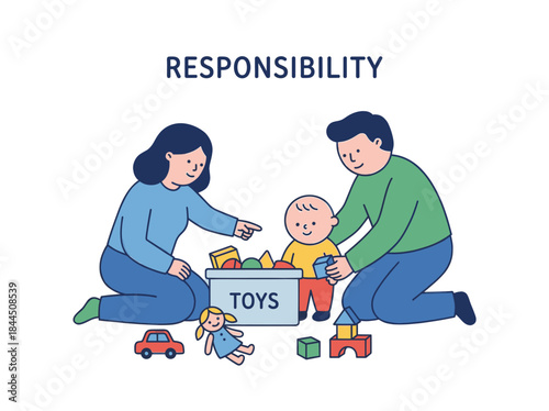 Family Playing Together with Toys on Floor.