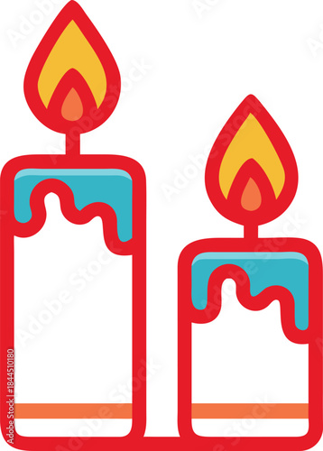 An icon of two lit candles. 