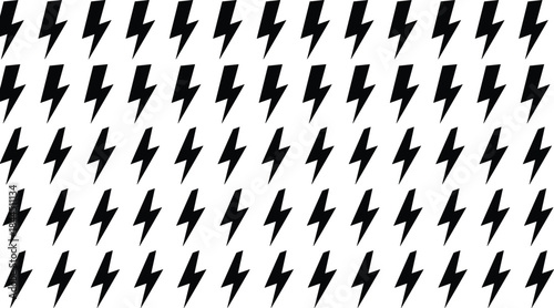 Lightning Bolt Silhouette Pattern Background Featuring Repeating Electric Power Symbols, Energy Icons, and Bold Graphic Design Elements Isolated on White Background