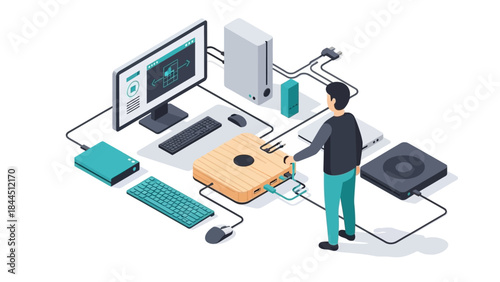Isometric smart home network with connected devices and digital interfaces