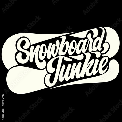 Snowboard Junkie Retro Script Text lettering