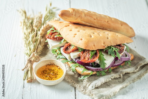 Delicious and fresh sandwic...