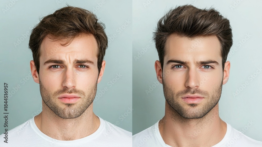 Fototapeta premium Male Portraits Showcasing Modern Hairstyles and Grooming Styles