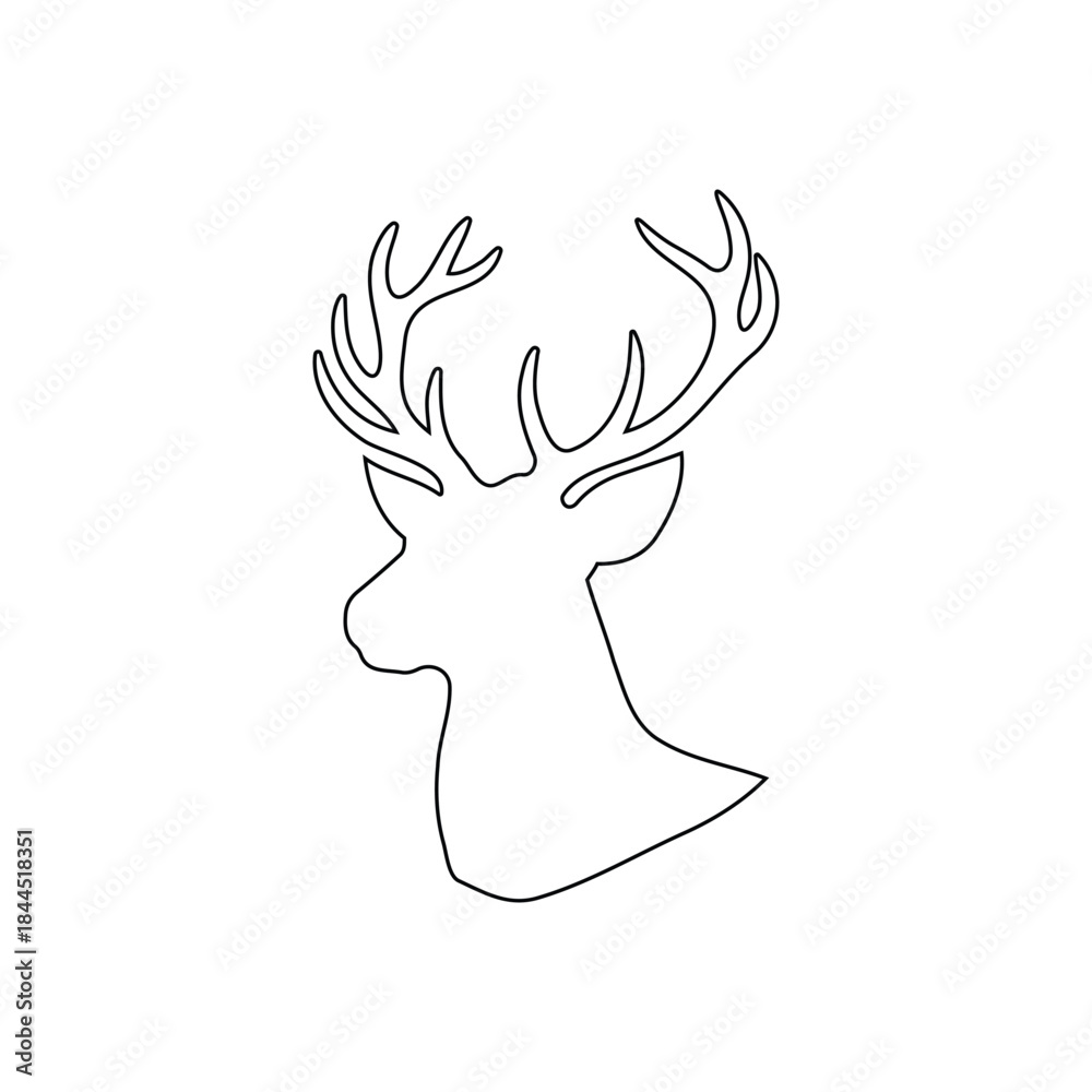 Obraz premium Simple deer head outline icon vector flat illustration design.