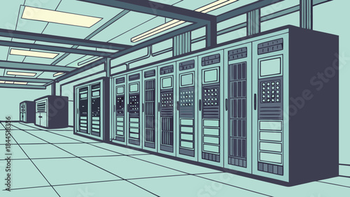 server room with a computer