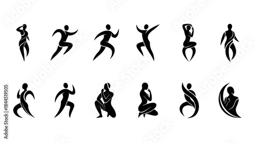 Collection of elegant abstract human figure silhouettes for diverse applications