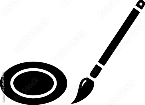 Oriental calligraphy ink stone and brush vector icon