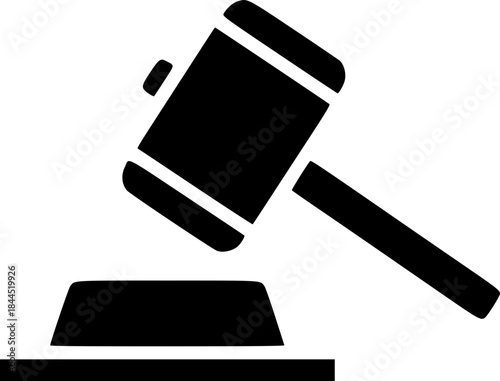 Wooden mallet or gavel icon for law and auction