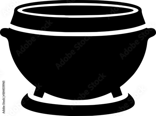 Hot steaming bowl of soup in earthen pot Ttukbaegi