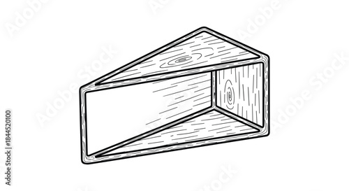 Simple wooden box with open lid