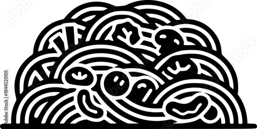 Korean Traditional Noodle Dish Pattern Silhouette