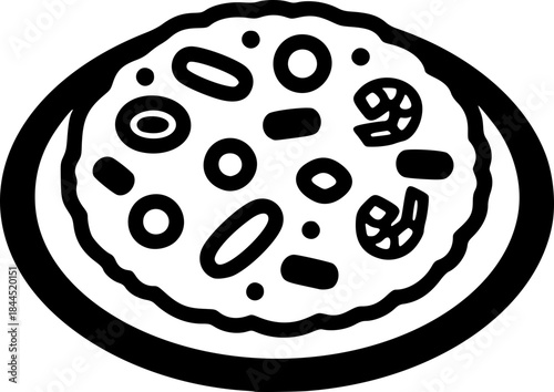 Seafood pizza with shrimp and vegetable topping icon