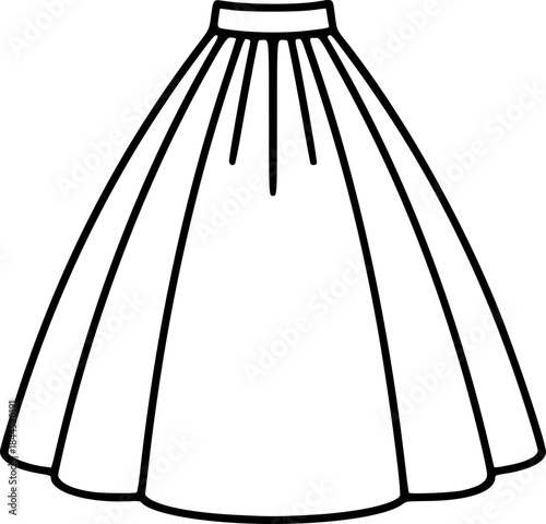 Simple Korean Hanbok Skirt Outline