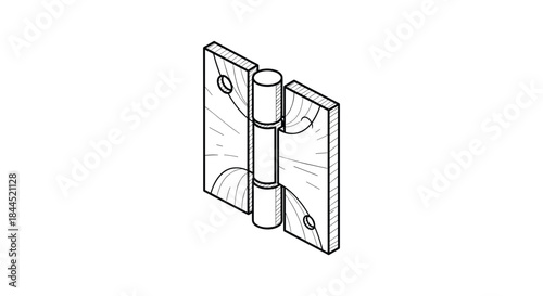 Detailed illustration of a hinge with visible screws