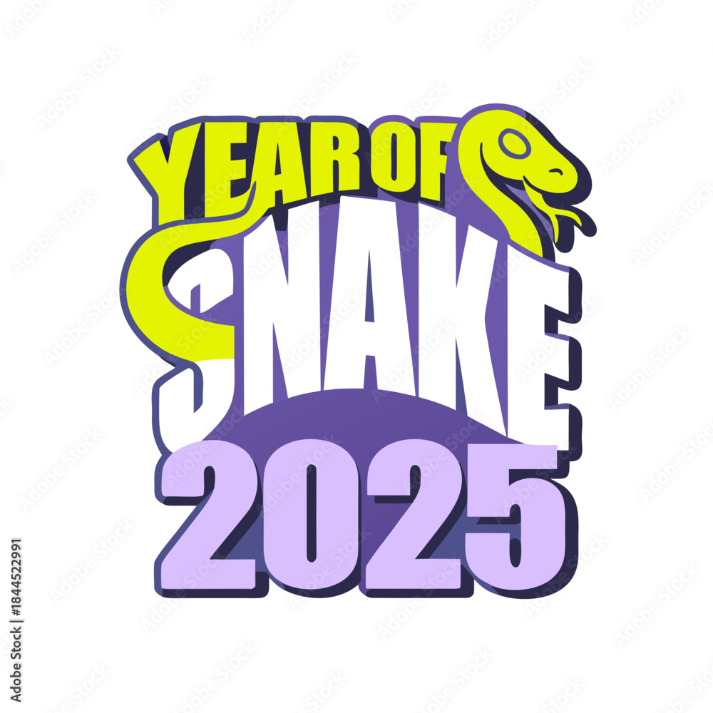 Fototapeta premium Year of the Snake 2025 graphic with snake illustration