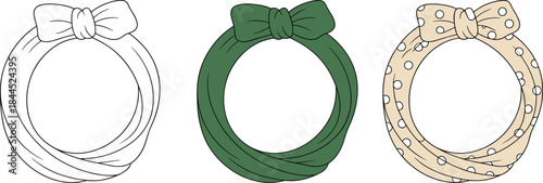 Three Fabric Headbands with Bows and Patterns on White Background hair accessory ribbon