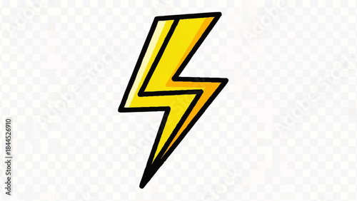 Yellow Lightning Bolt Icon Symbol.