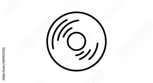 Simple black line drawing of a vinyl record