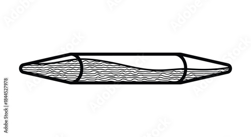 Simple illustration of a pencil filled with wavy lines