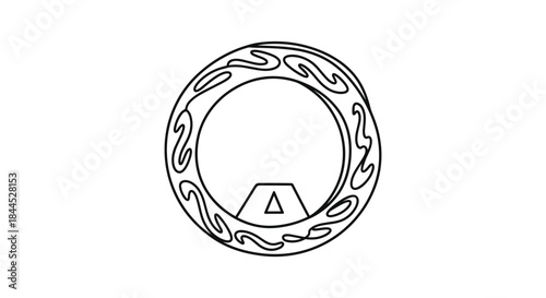 Simple line drawing of a ring with triangle symbol