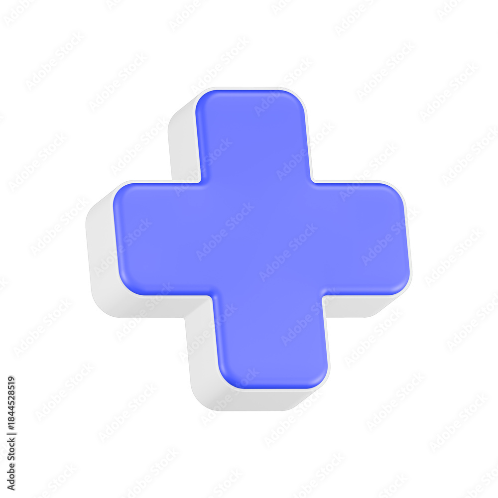 Obraz premium 3d rendering icon cross blue color