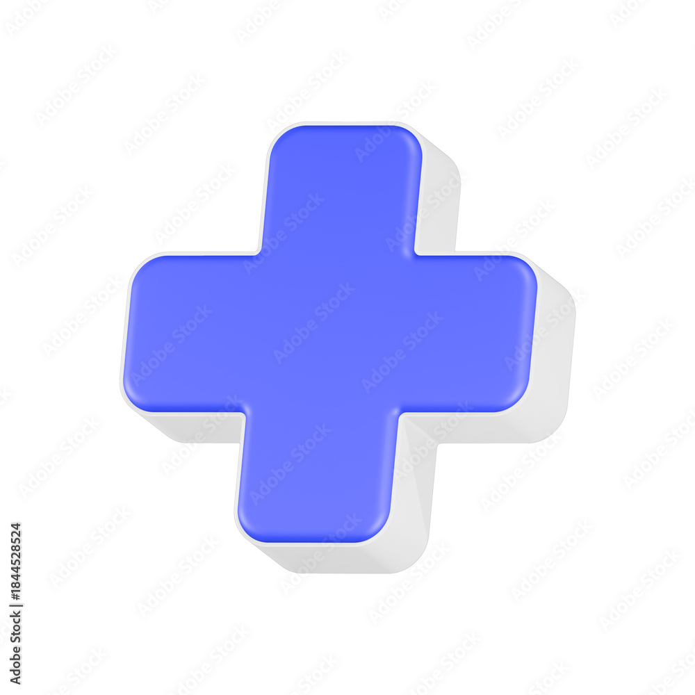 Obraz premium 3d rendering icon cross blue color