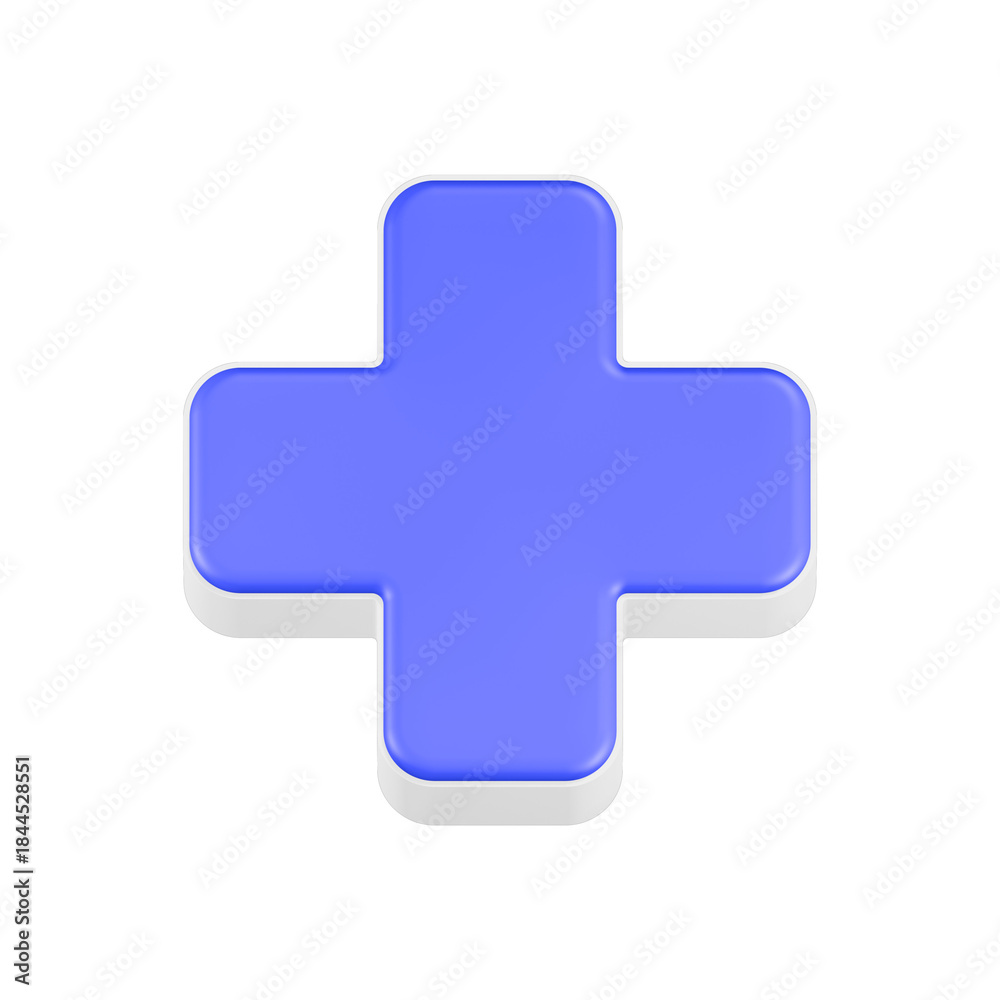 Obraz premium 3d rendering icon cross blue color