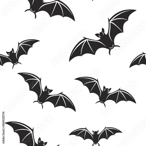 Black bat pattern seamless vector graphic bats flying
