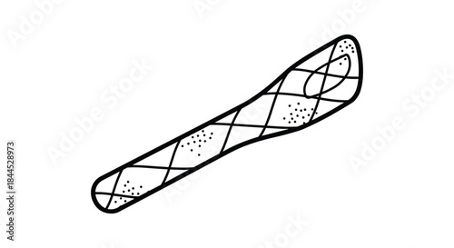 Freshly baked baguette with crisscross crust