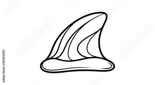 Simple black and white illustration of a shark tooth