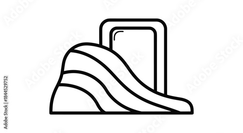 Simple line art illustration of a water slide