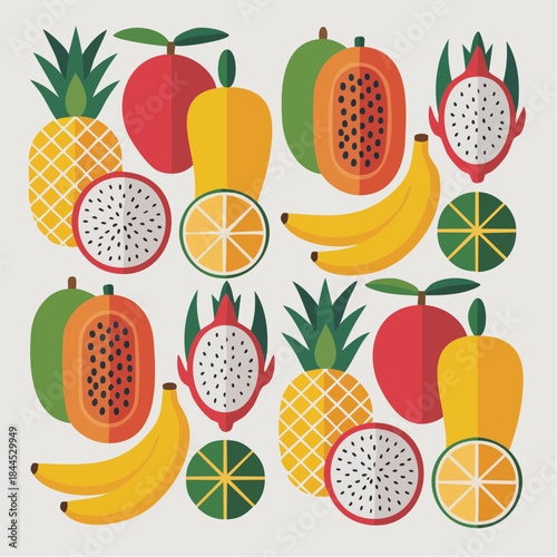 Tropical fruit seamless vector pattern for summer design
