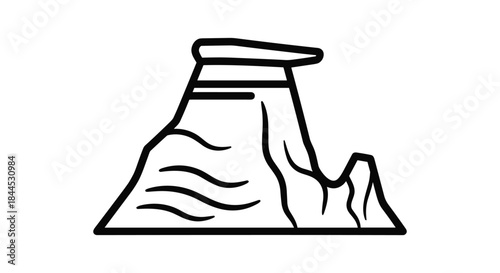 Simple line drawing of a mountain with a flat top