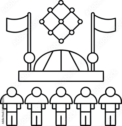 festival parade outline vector illustration on transparent background