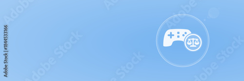 Header Bild Gaming Recht Spielkonsole Icon mit Waage Vektor copy space svg unter 60 kB