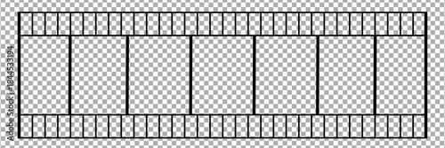 film strip icon used for videography elements, cinema reel. Filmstrip with frames, photo and videos for camera. Old white and black film tapes of 35mm. Realistic film strip on white background.