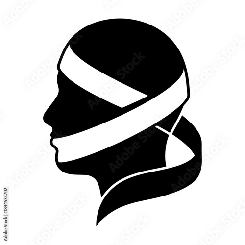 abstract blindfolded human head silhouette symbolizing anonymity privacy and identity concept