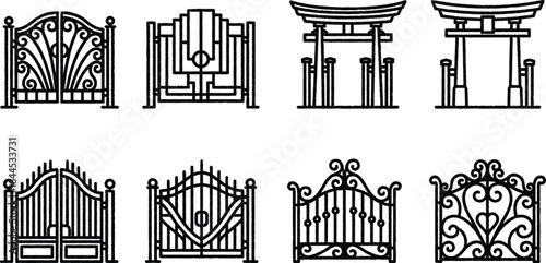 Various gates and fences in different styles and designs