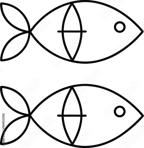 lunar new year fish outline vector illustration on transparent background