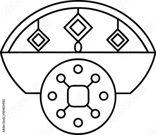 lunar new year ingot outline vector illustration on transparent background