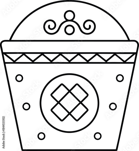 lunar new year tea cup outline vector illustration on transparent background