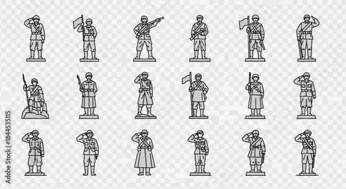Collection of Soldier Statues in Various Poses.