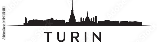 Turin logo with skyline. design Vector black silhouette