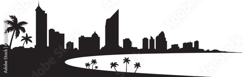 Pattaya Thailand Skyline Cityscape Vector. design Vector black silhouette