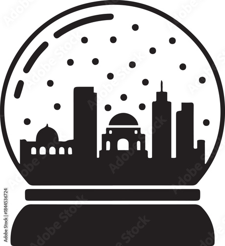 Israel, city skyline silhouette in snow globe. design Vector black silhouette